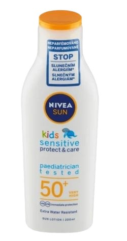 Nivea SUN Kids OF50 Mléko 200ml Sensitiv | Péče o tělo - Opalovací přípravky